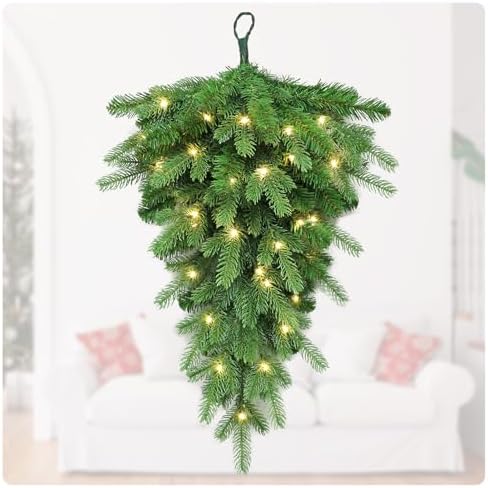 Pre Lit Artificial Christmas Teardrop Swag with 30 LED - 24 in Pine Greenery Staircase Decor