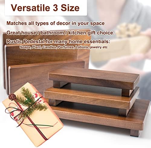 Walnut Wooden Pedestal Stand for Soap and Decor