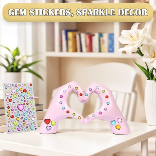 Pink Decor Heart Hands Sculpture for Home Room Decor