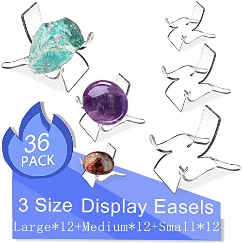 Rock Display Stand with 3 Sizes and 36PCS Acrylic Stands for Home Decor and Art
