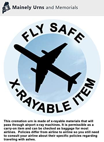 Seashore Themed TSA Approved Travel Cremation Urn Kit - Blue Plastic Urn with Seascape Mailing Box