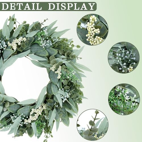 Eucalyptus Wreaths 22 Inch Artificial Greenery Front Door Decor