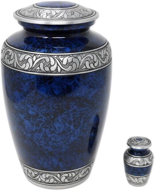 Handcrafted Classic Forest Adult Metal Urn with Velvet Bag