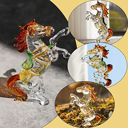HD Hyaline Dora Crystal Butterfly with Ball Base and Standing Horse Figurine Collectible Decoration