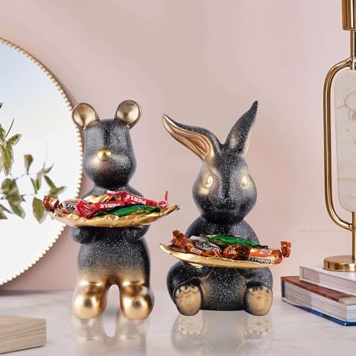 Skycrafts Set of Two Decorative Rabbit Statues Home Decor