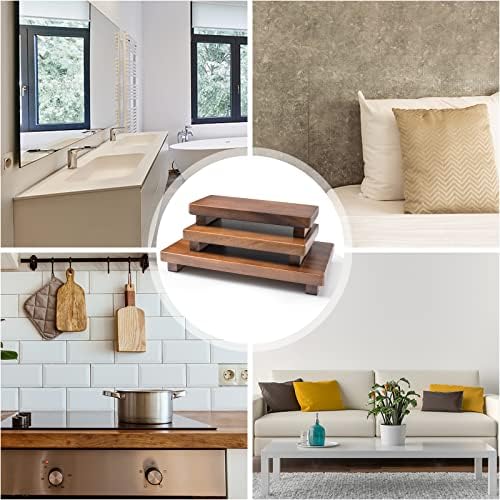 Wooden Pedestal Stand with Rubber Pads Decorative Soap Tray for Farmhouse Style Home Decor