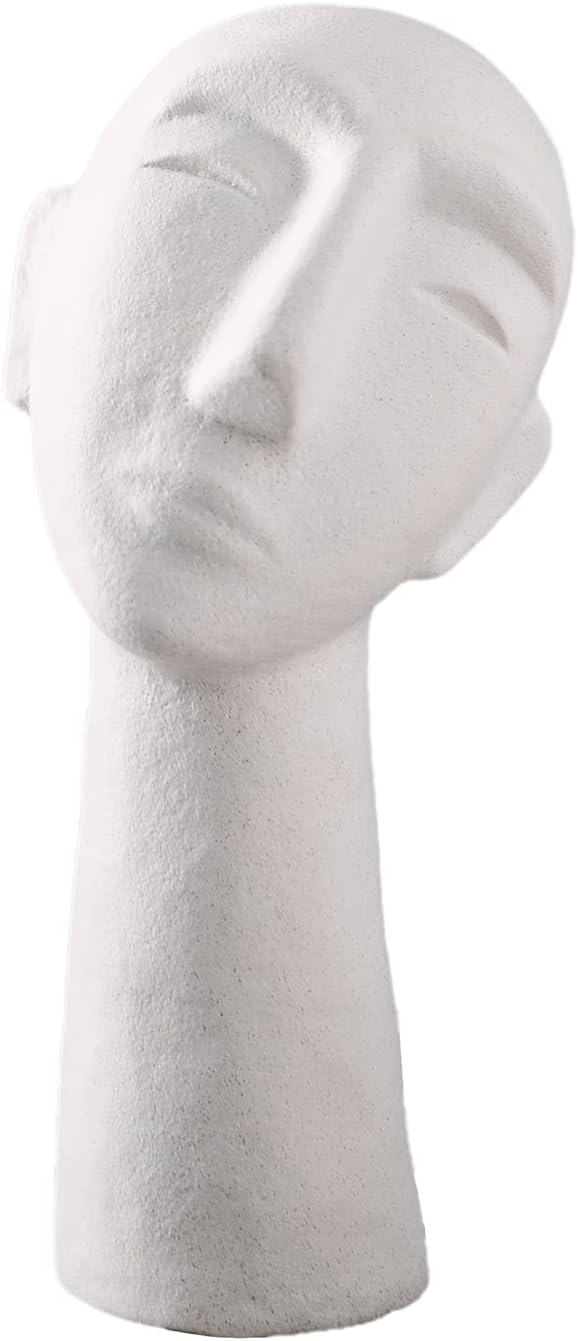 Abstract Ceramic Head Sculpture 14 Inch Modern Home Decor