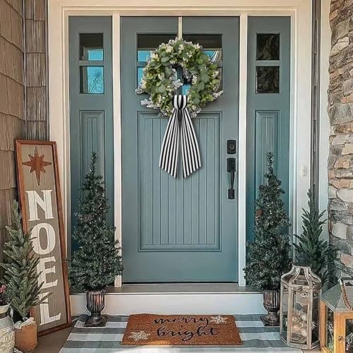 2 Pack Boxwood Wreath Sash Garland for Front Door and Porch Decor