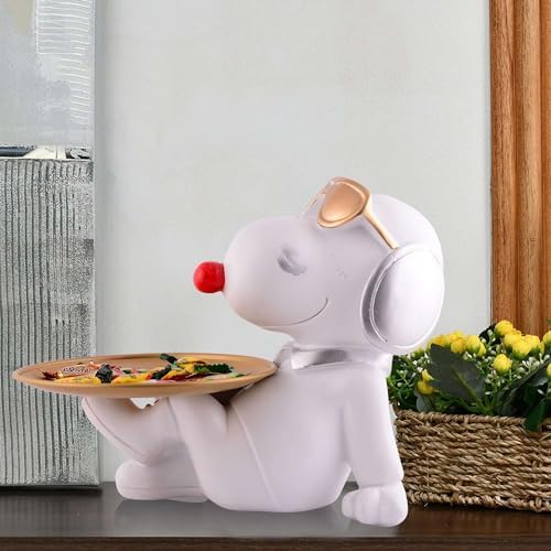 White Resin Dog Statue Home Decor Showpiece 8 Inches