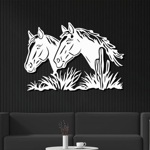 ENJOYOO Metal Horse Wall Art 24x16in White Wall Sculpture