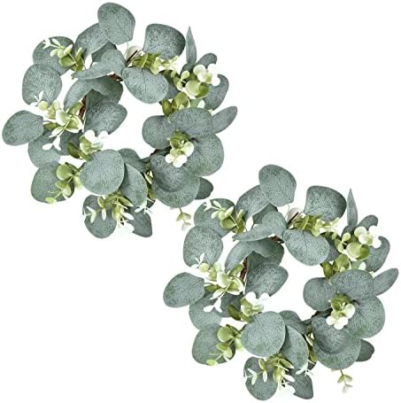 LSKYTOP 2 Pcs Eucalyptus Wreath for Kitchen Farmhouse Decor