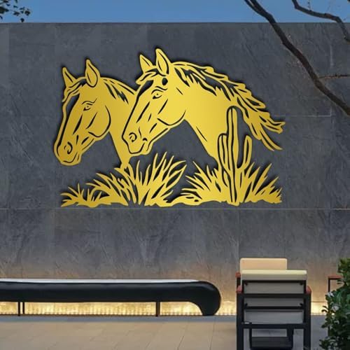 ENJOYOO Metal Horse Wall Art 24x16in White Wall Sculpture