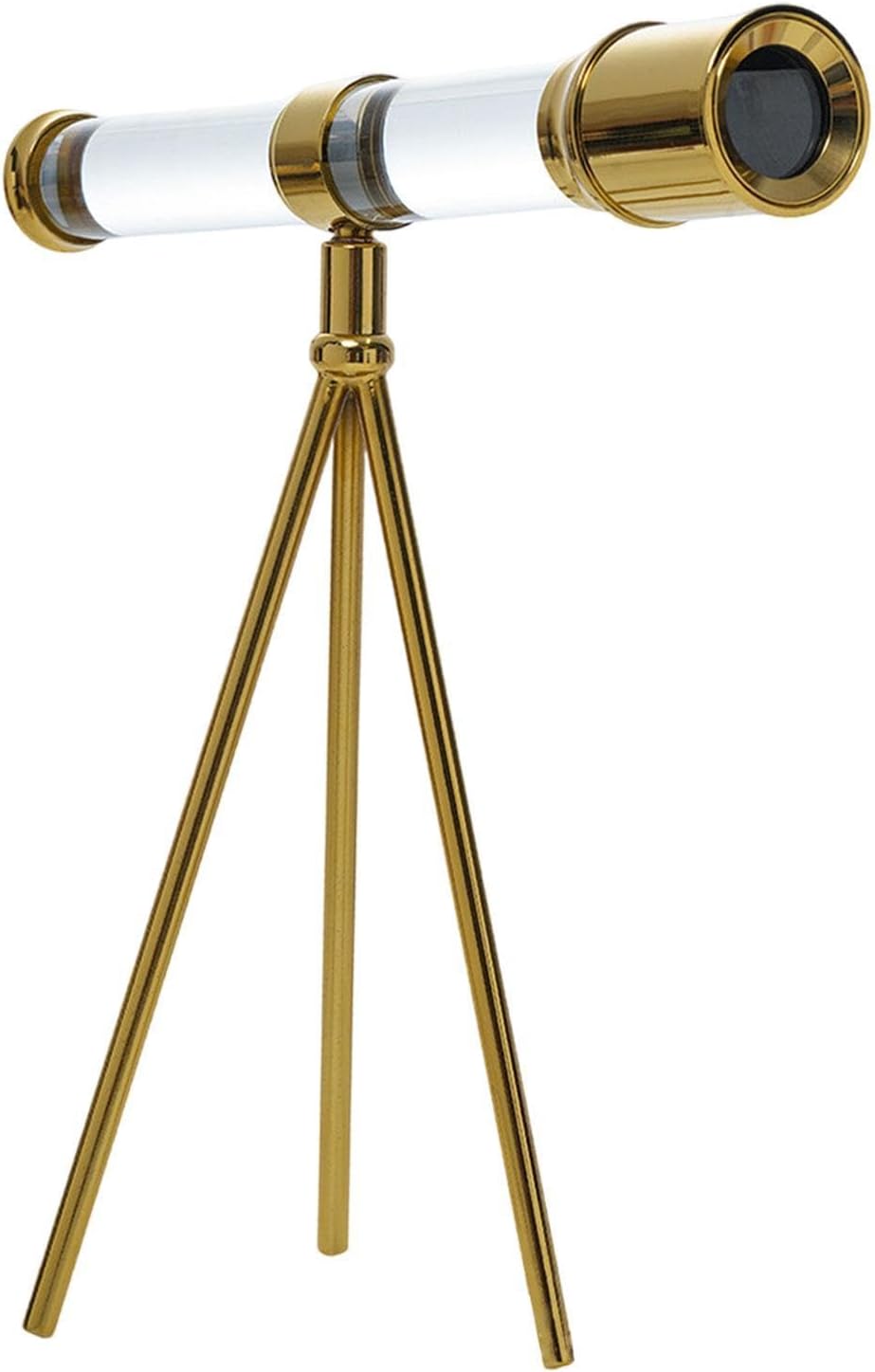 Glass Telescope with Metal Bracket Decor Sculpture