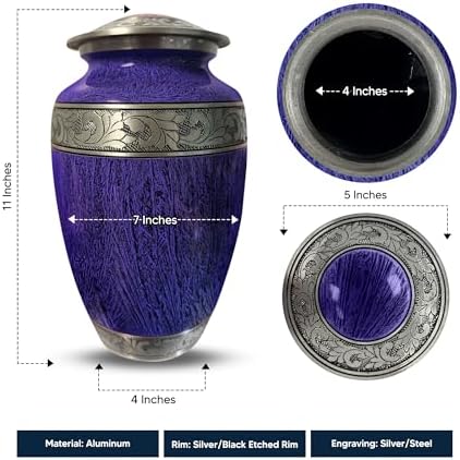 Elegant Personalized Cremation Urn - Custom Engraved Distressed Silver Inlay