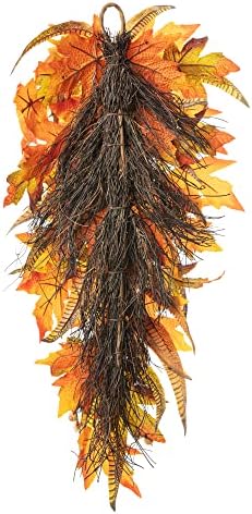 Glitzhome 26 Inch Autumn Sunflower Pumpkin Leaf Swag