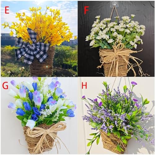Cream Hydrangea Door Wreath Basket Hanging Decor