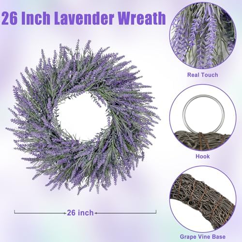 26 Inch Lavender Wreath for Front Door Home Decor