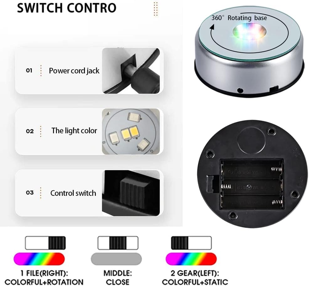 Colorful Cup Display Turner Spinner Light Stand with USB Power