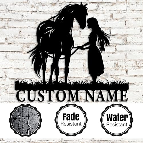 Gotstorms Customizable Horse and Silhouette Metal Wall Art 8-24 Inch LED Light Option