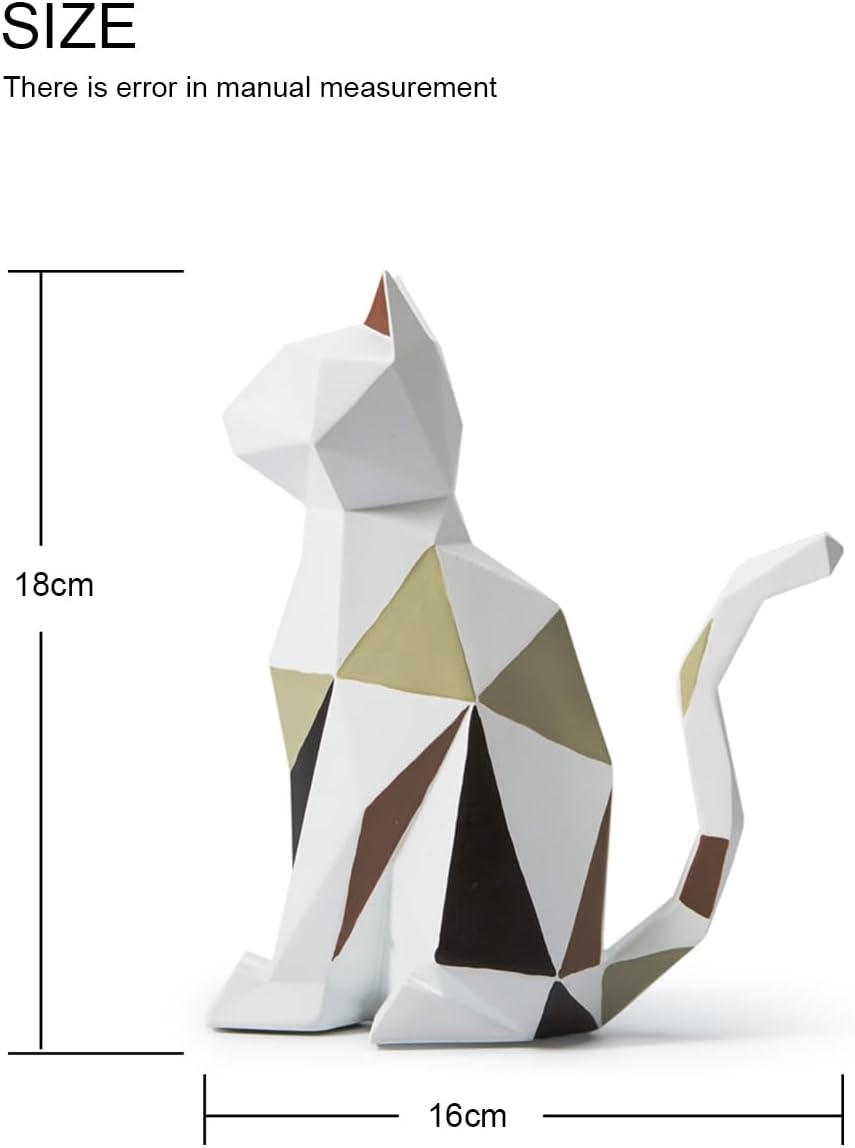 HAUCOZE Geometric Cat Statue Modern Home Decor Figurine
