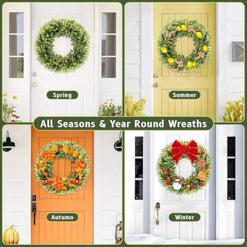 Boxwood Wreath for Front Door and Wall All Seasons 16-18 Inches