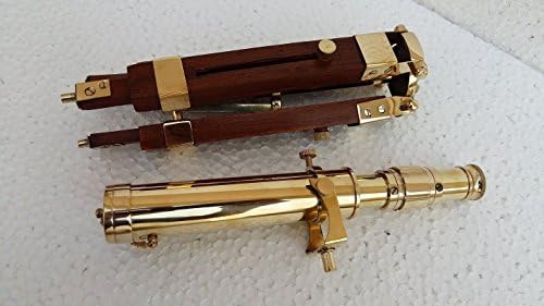 Mahira Nautical Decorative Telescope with Wood Tripod