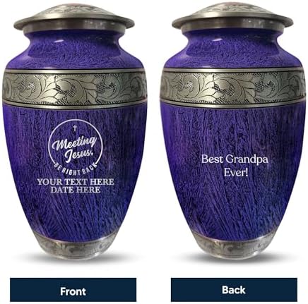 Personalized Large Adult Cremation Urn with Funny Design and Name - Purple Silver Inlay 200 cu Inch