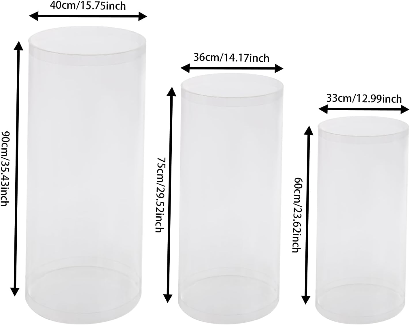 Clear Cylinder Pedestal Stand 3PCS for Wedding Display