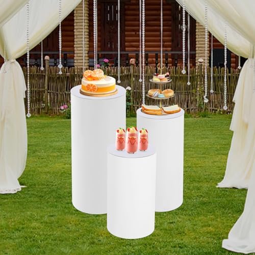 3Pcs Cylinder Pedestal Stands for Wedding Party Decor