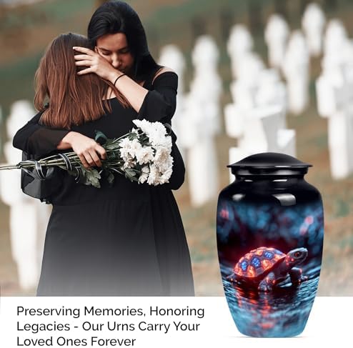 Blue Turtle Urn Large Cremation Urn for Human Ashes 10 Inch Set of 1