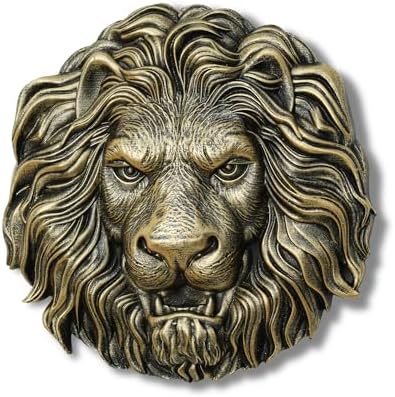 AMOIENSIS Lion Head Wall Art Sculpture 8 inch Vintage Gold