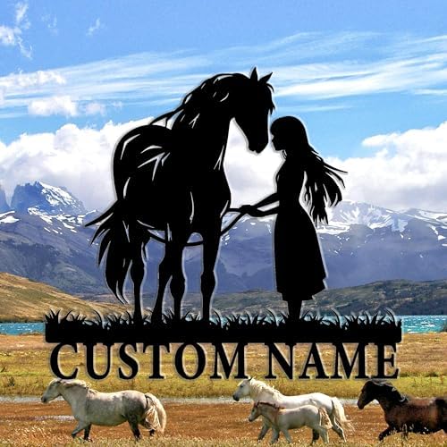 Gotstorms Customizable Horse and Silhouette Metal Wall Art 8-24 Inch LED Light Option