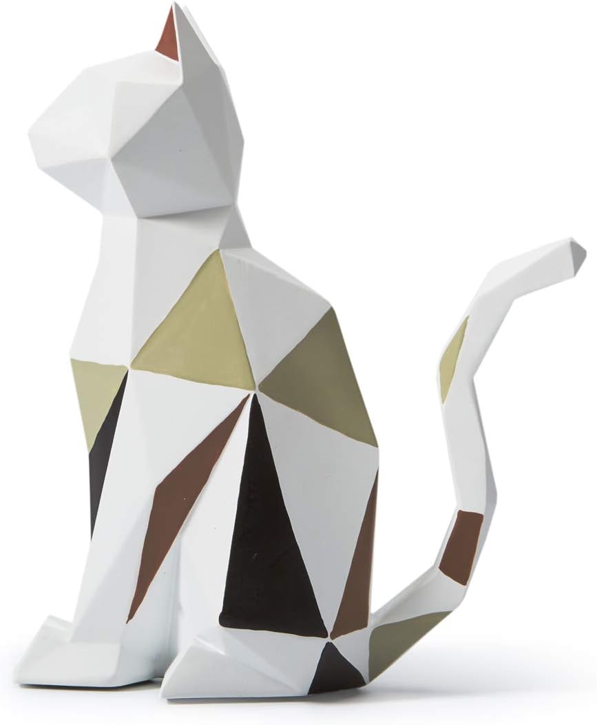 HAUCOZE Geometric Cat Statue Modern Home Decor Figurine