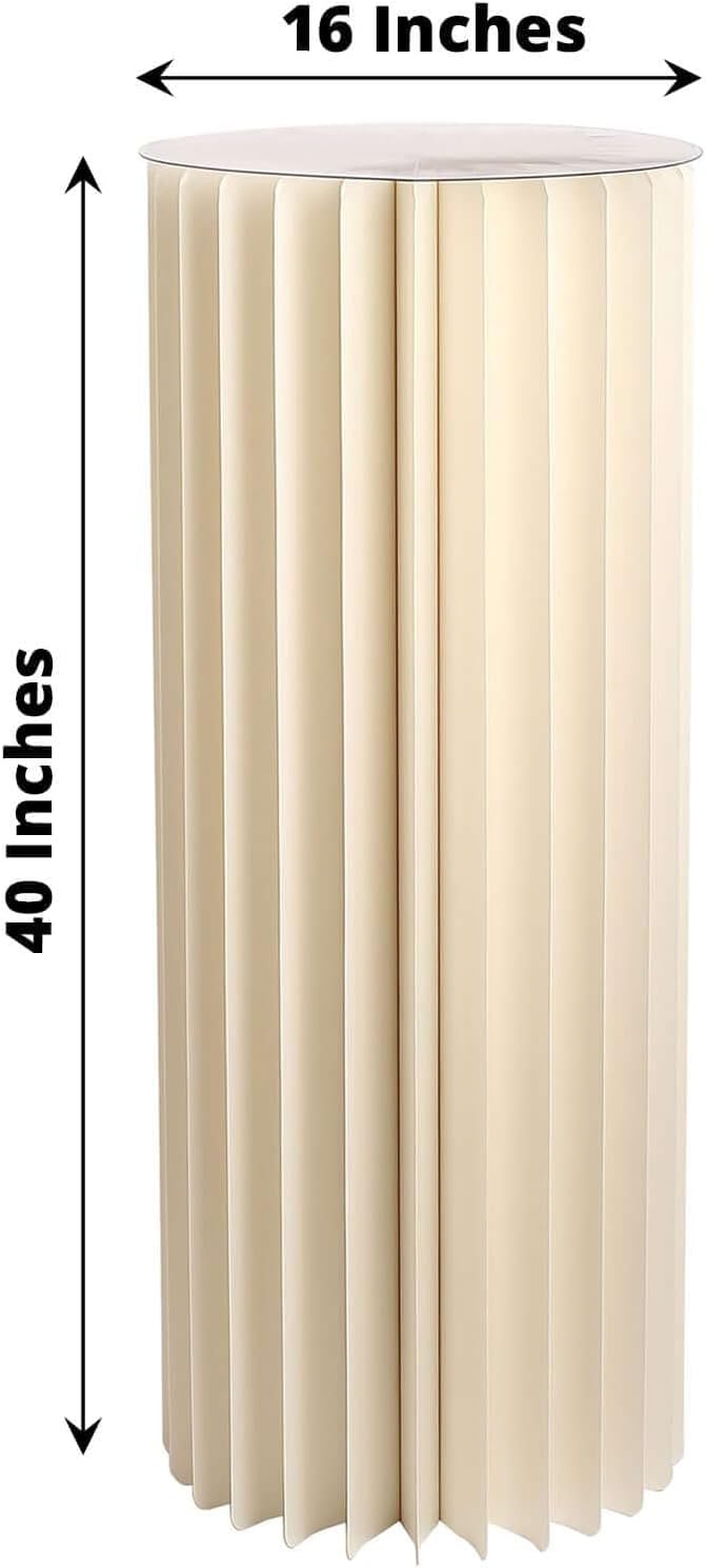 Efavormart 40 Inch Ivory Accordion Folding Pedestal Box