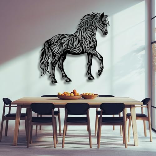 Flewfar Horse Wall Art Metal Steed Sculpture 19x19 Inch Unframed Decor