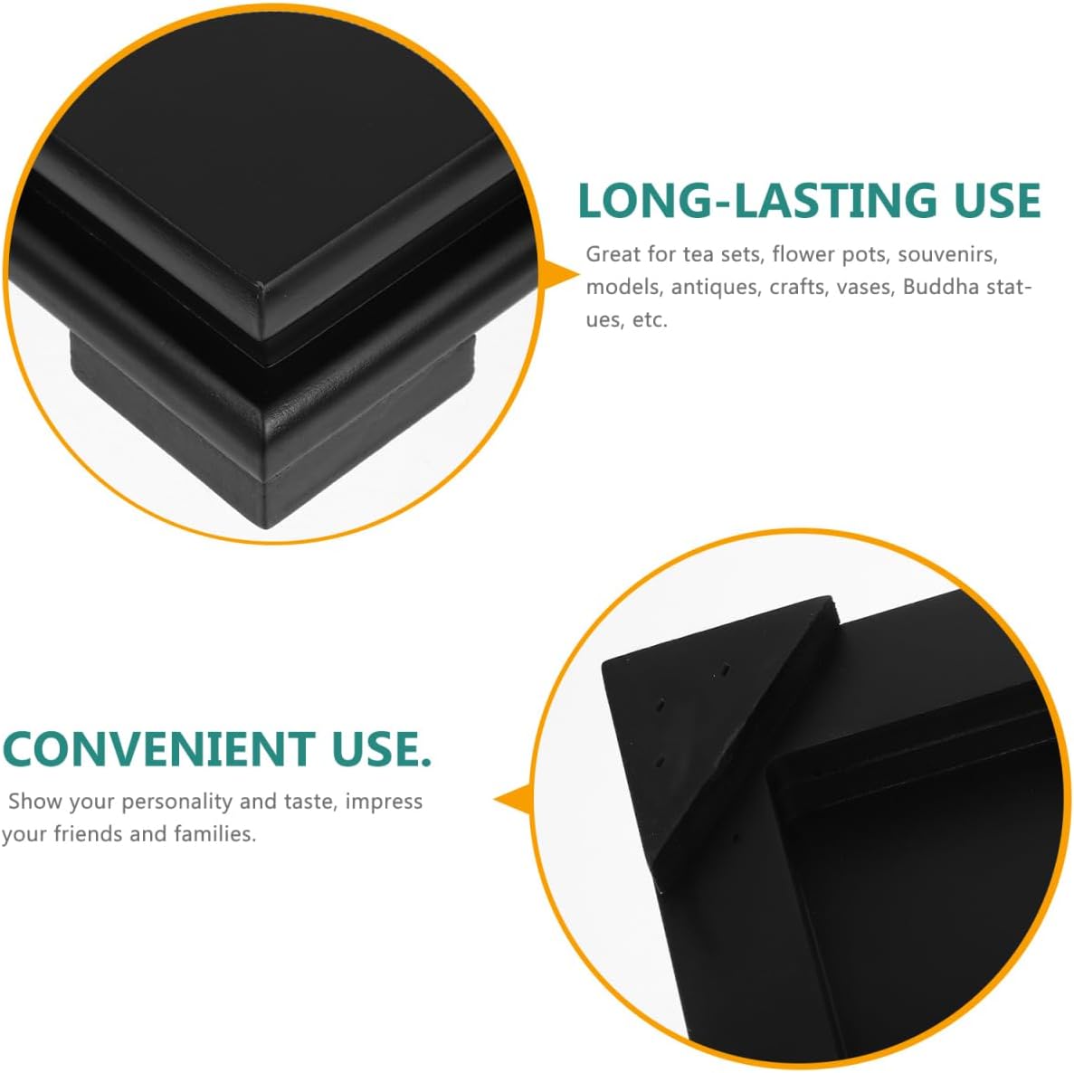 Cabilock Square Wood Vase Display Riser 7 Inch Black Wooden Tray Base for Home Decoration