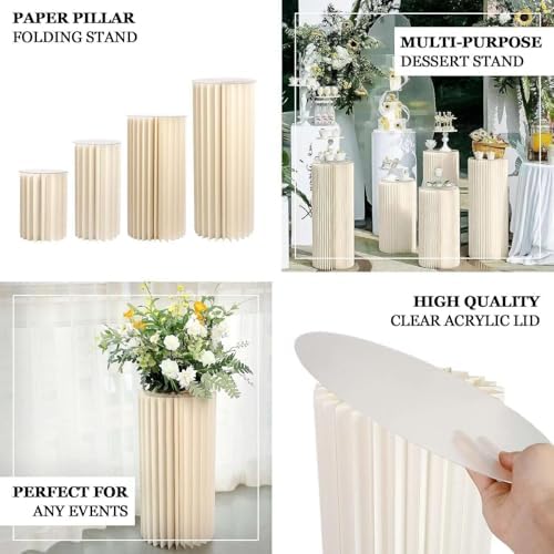 Efavormart 40 Inch Ivory Accordion Folding Pedestal Box