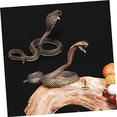 Wakauto 2pcs Brass Snake Figurine Realistic Decor Sculpture
