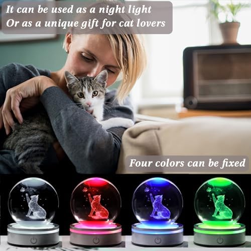 3D Crystal Cat Ball - Home Decor Night Light for Her Him