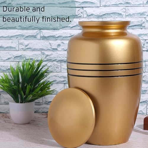 11 Inch Gold Black Cremation Urn for Adult
