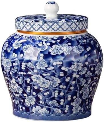 Ceramic Urn with Secure Lid and Beautiful Floral Design