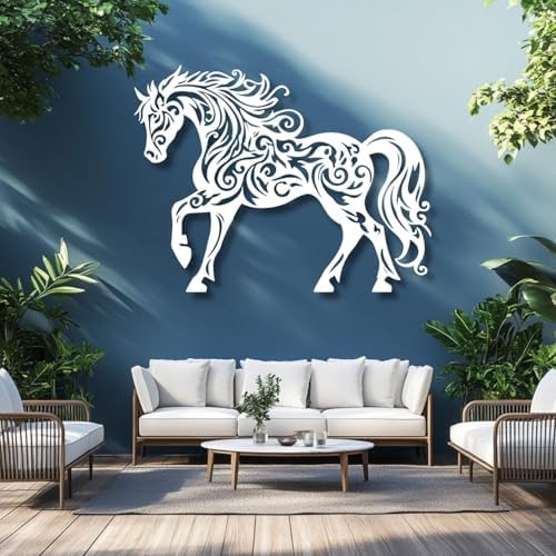 Flewfar Black Metal Horse Wall Art 28x20 Inches Unframed