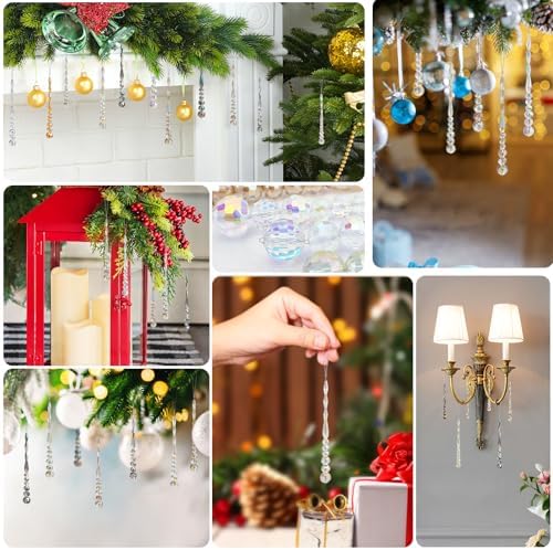 12pcs Crystal Icicle Christmas Tree Ornaments Multicolor