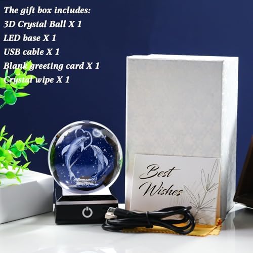 3D Crystal Ball Dolphin Night Light Decor