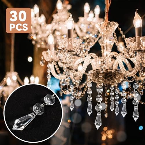30PCS Christmas Crystal Ornaments - Clear Icicle Hanging Decor