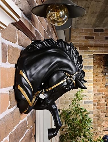 48cm Black Horse Wall Sculpture Decor