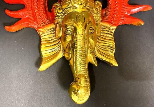 Ganesha Wall Hanging Decor 8 Inch Brass Sculpture