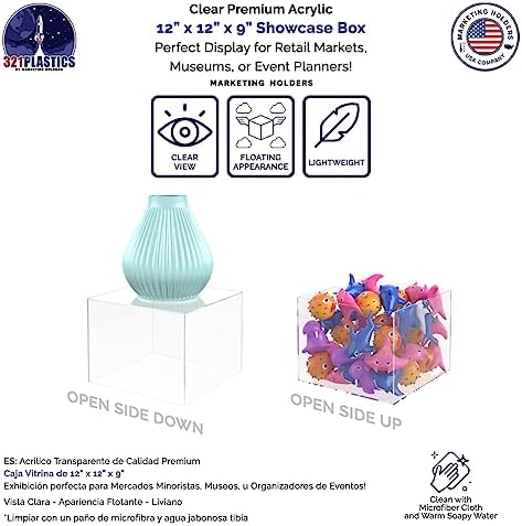12 x 12 x 9 Clear Acrylic Riser Display Box No Lid