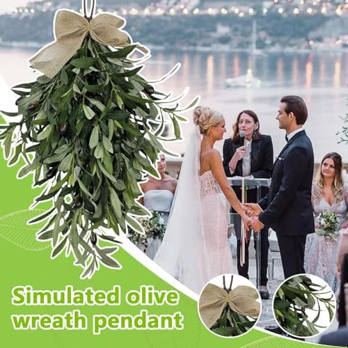 60cm Artificial Olive Teardrop Swag Wreath Decor