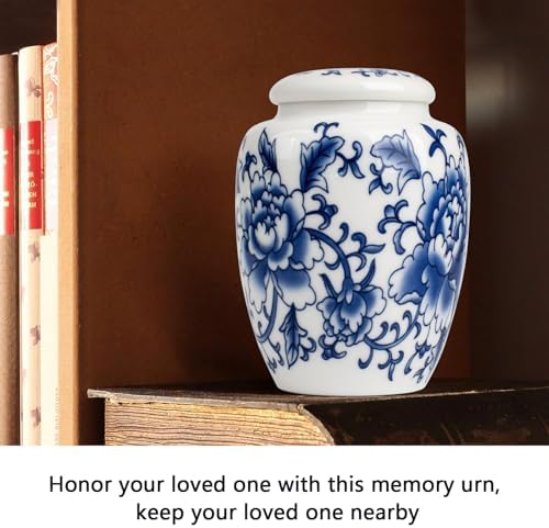 Exquisite Blue and White Porcelain Cremation Urn with Box